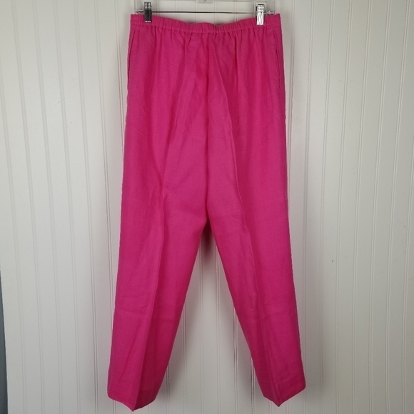 Real Clothes Irish Linen Pull On Pants Womens Size 6 Pink Pockets Drawstring - Picture 2 of 8